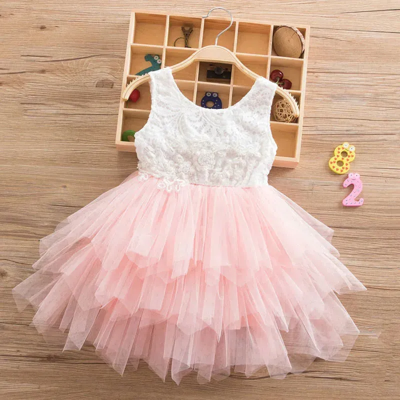 2023 Long Sleeve Dress For Girl Polka Dot Bow Kid Clothes 2 3 4 5 6 Year Baby Tutu Birthday Outfit Party Wear Summer Dress Cloth