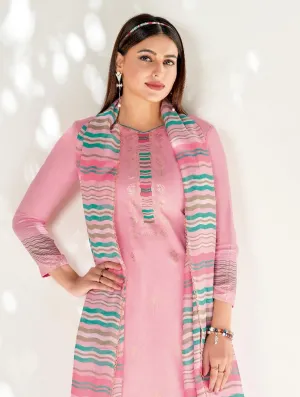 Alok Karachi Pink Unstitched Cotton Salwar Suits Dress Material