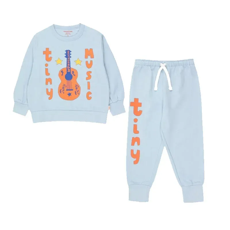 Autumn Fashion Boys Sweatshirt 2024 New Cartoon Violin Children's Hoodie Pants Set Baby Girl Pullover Top Children's Clothing
