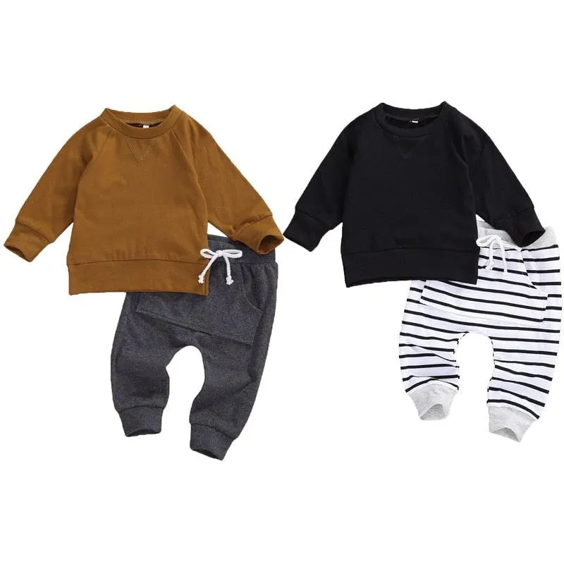 Baby Boys Clothing Sets Long Sleeve Striped Sweatshirt Pants