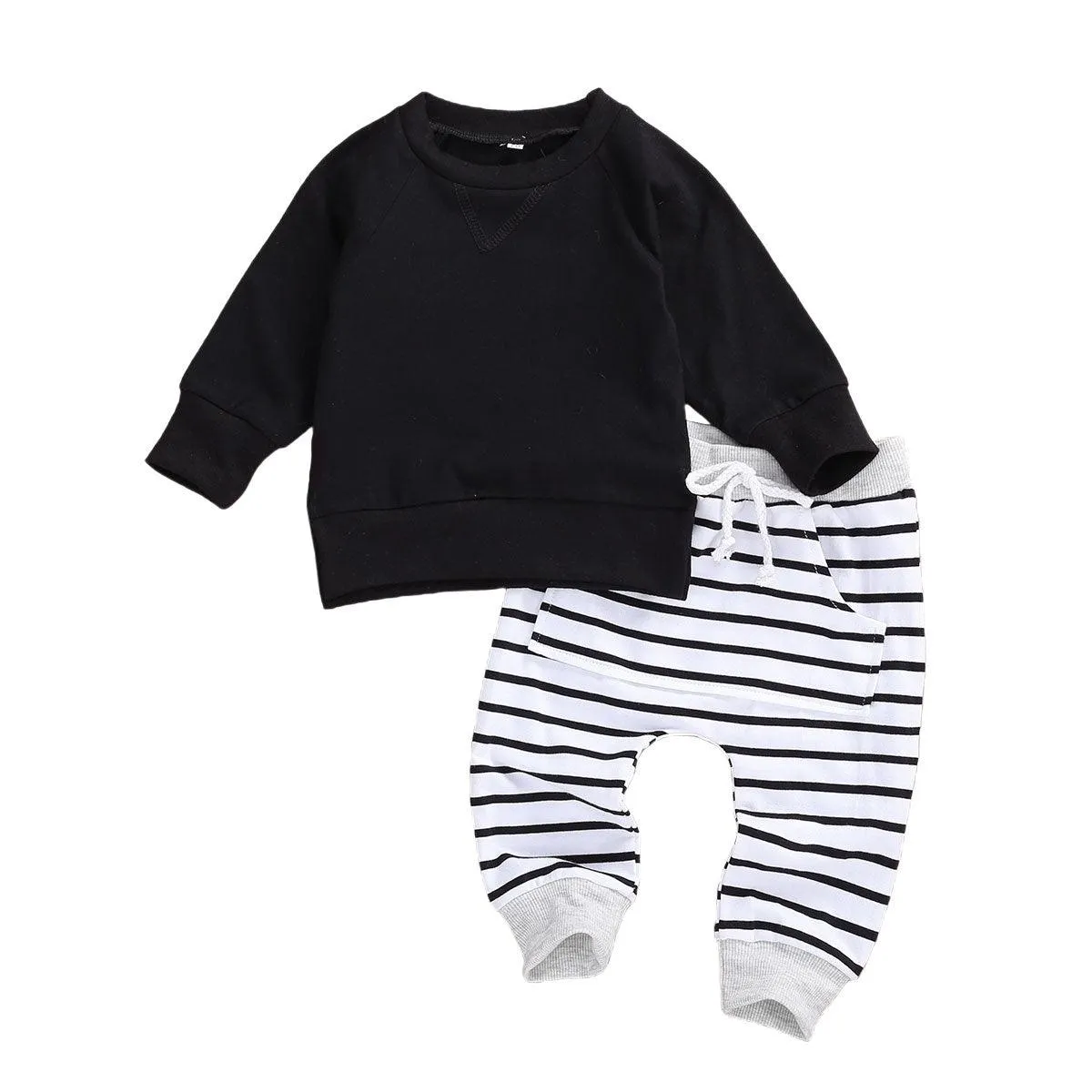 Baby Boys Clothing Sets Long Sleeve Striped Sweatshirt Pants