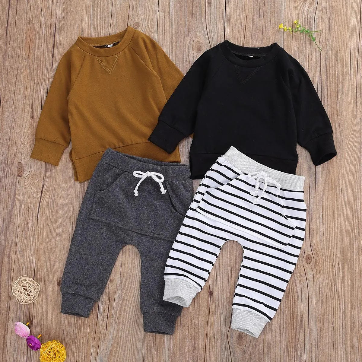 Baby Boys Clothing Sets Long Sleeve Striped Sweatshirt Pants