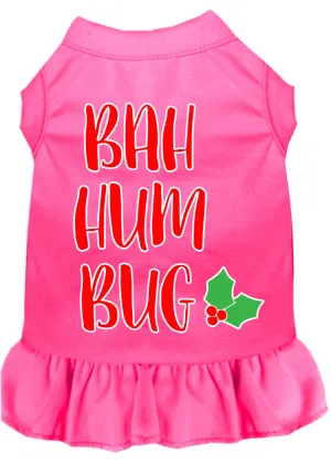 Bah Humbug Screen Print Dog Dress Bright Pink Xs