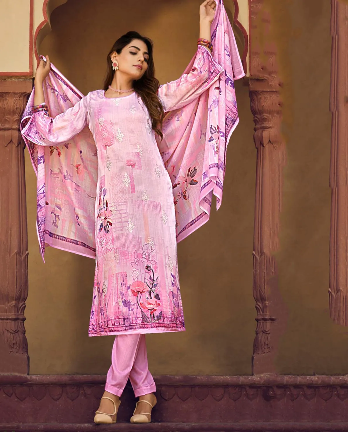 Belliza Unstitched Embroidered Ladies Cotton Suit Fabric