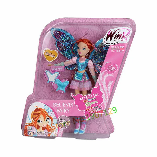 BIG!! 28CM High Winx Club Doll rainbow colorful girl Action Figures Dolls with Wing and Mirror Comb  Classic Toys For Girls Gift