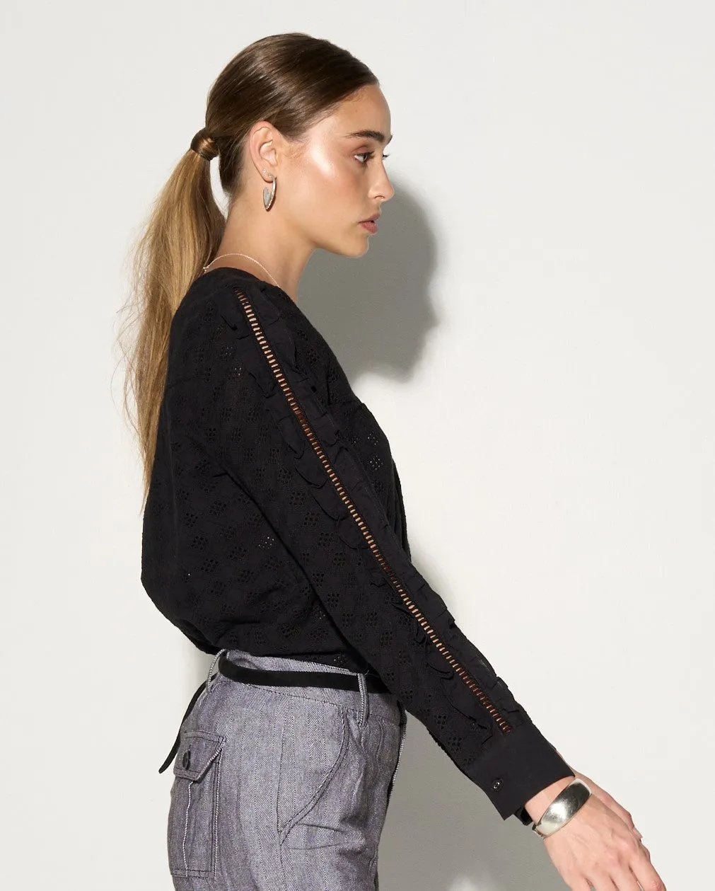 Black Ruffled Blouse