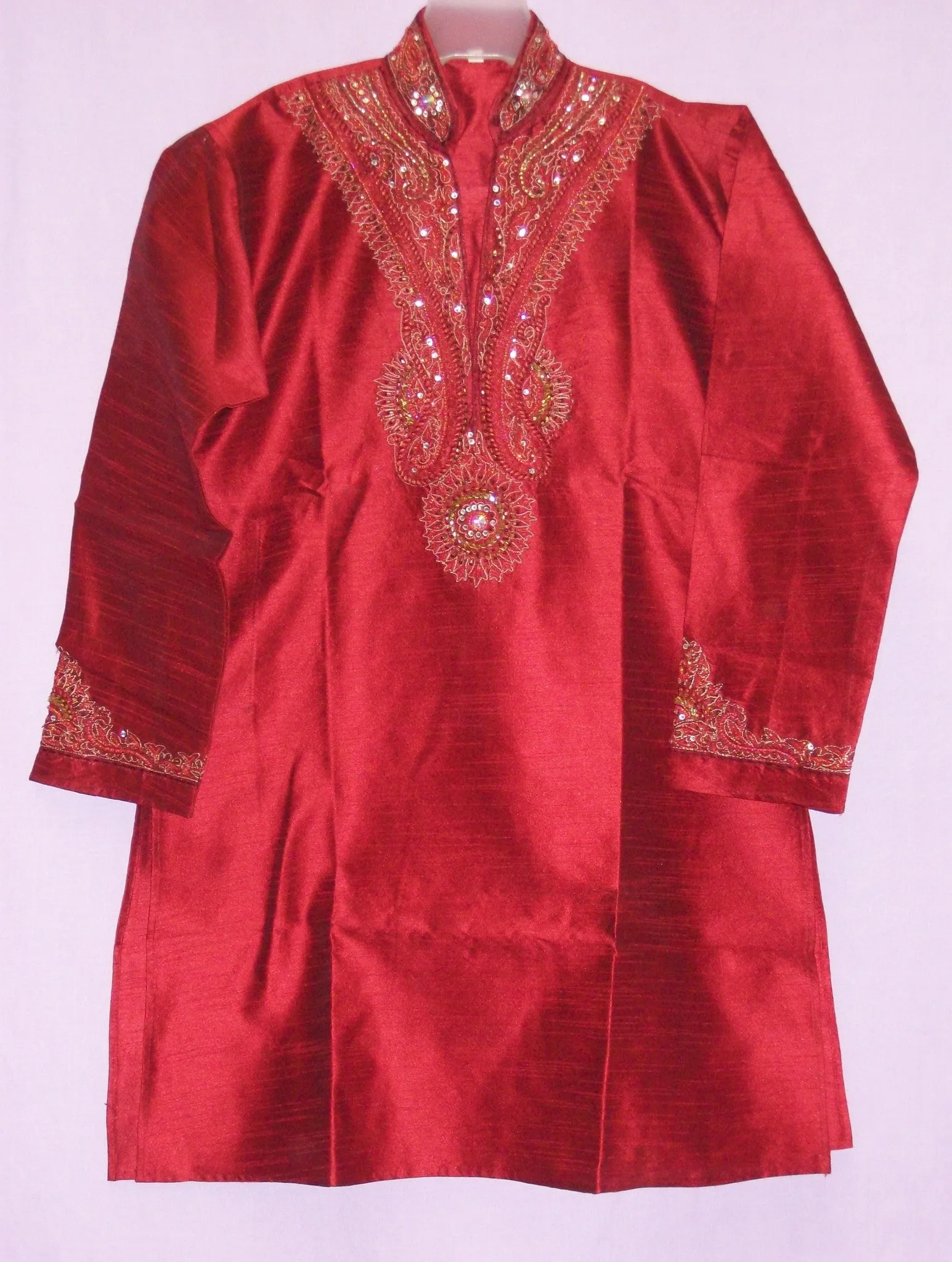 Boy’s 2711 Red Silk Kurta  8-15 Years Indian Clothing Shieno