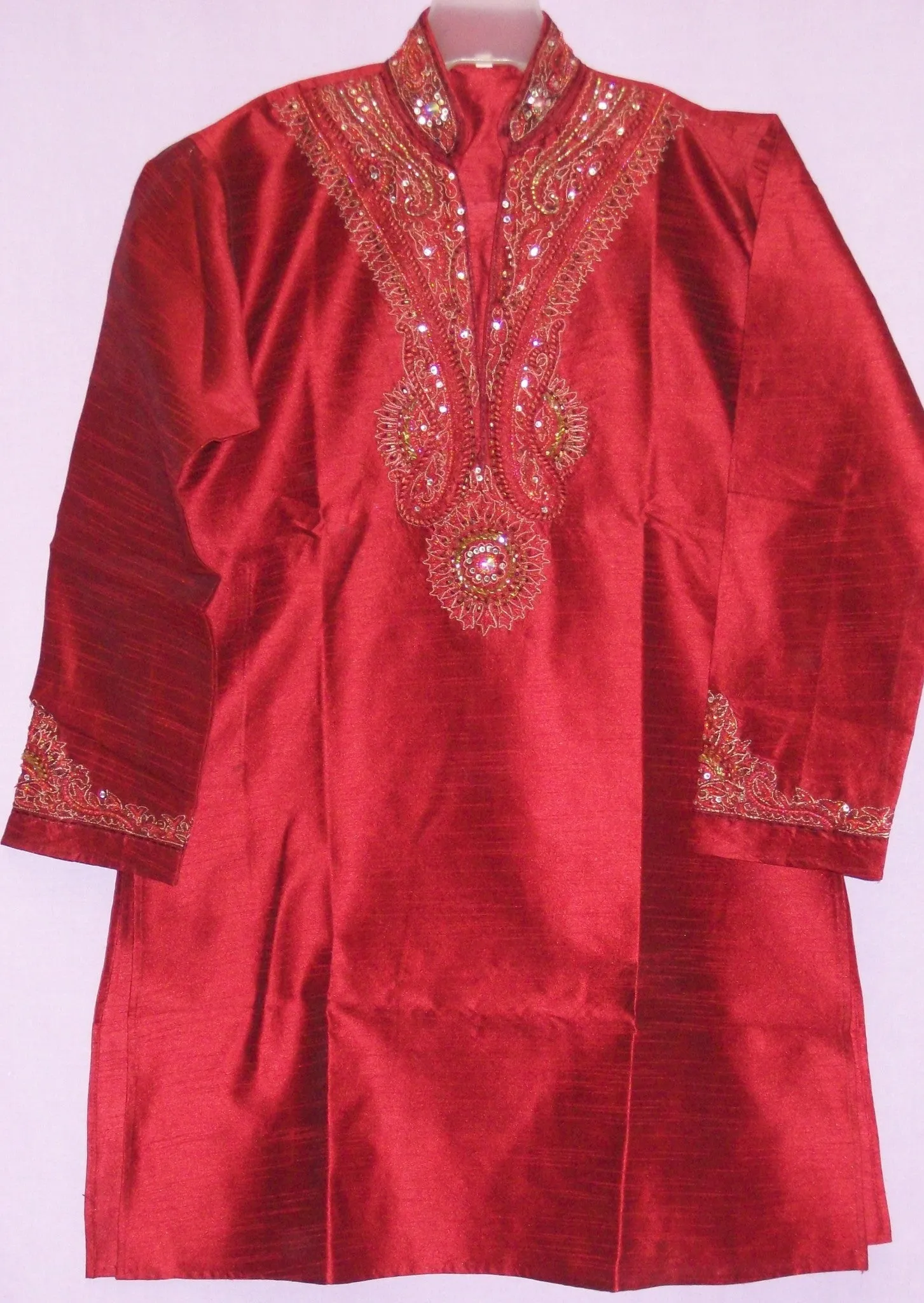 Boy’s 2711 Red Silk Kurta  8-15 Years Indian Clothing Shieno