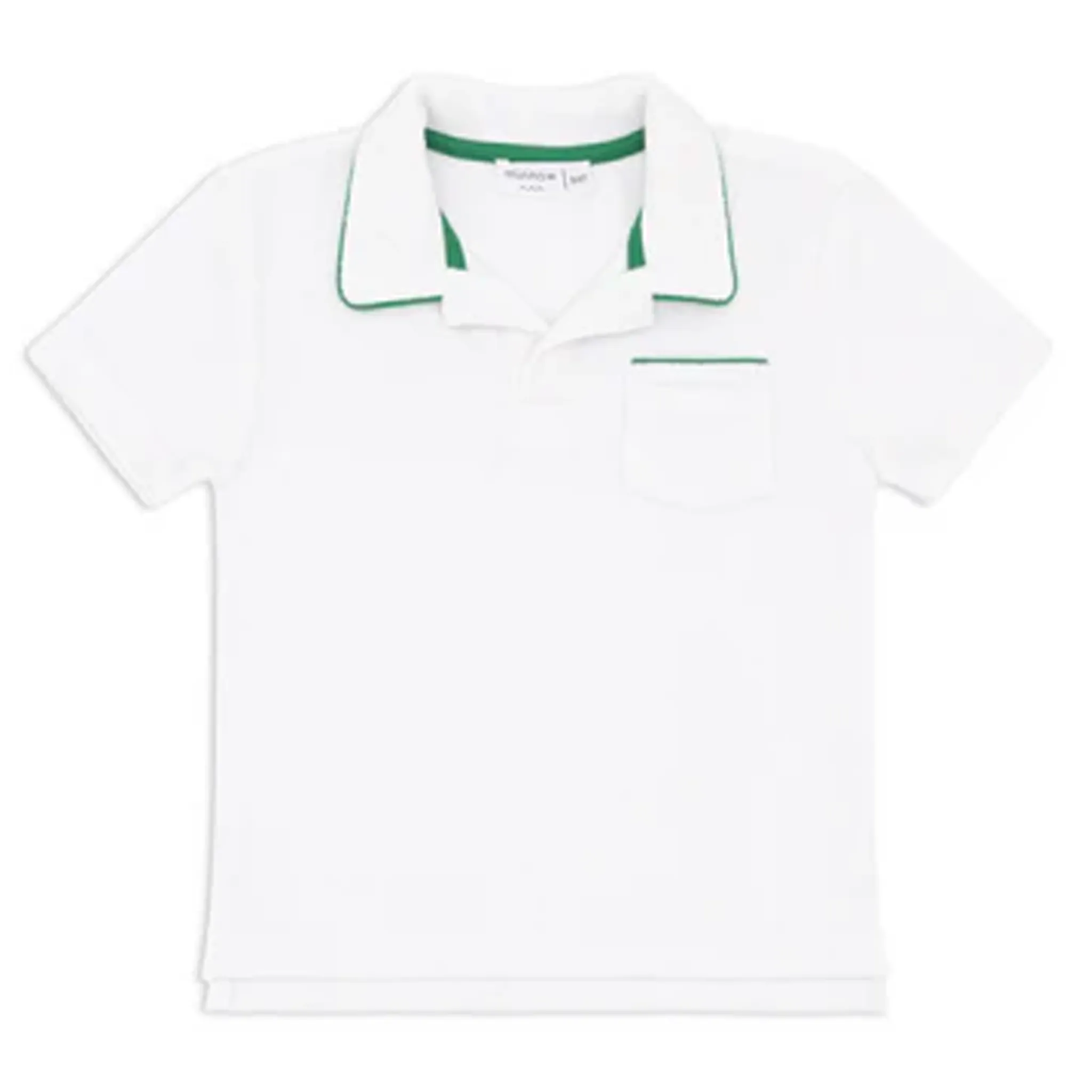 Boys White French Terry Polo with Bermuda Green Trim