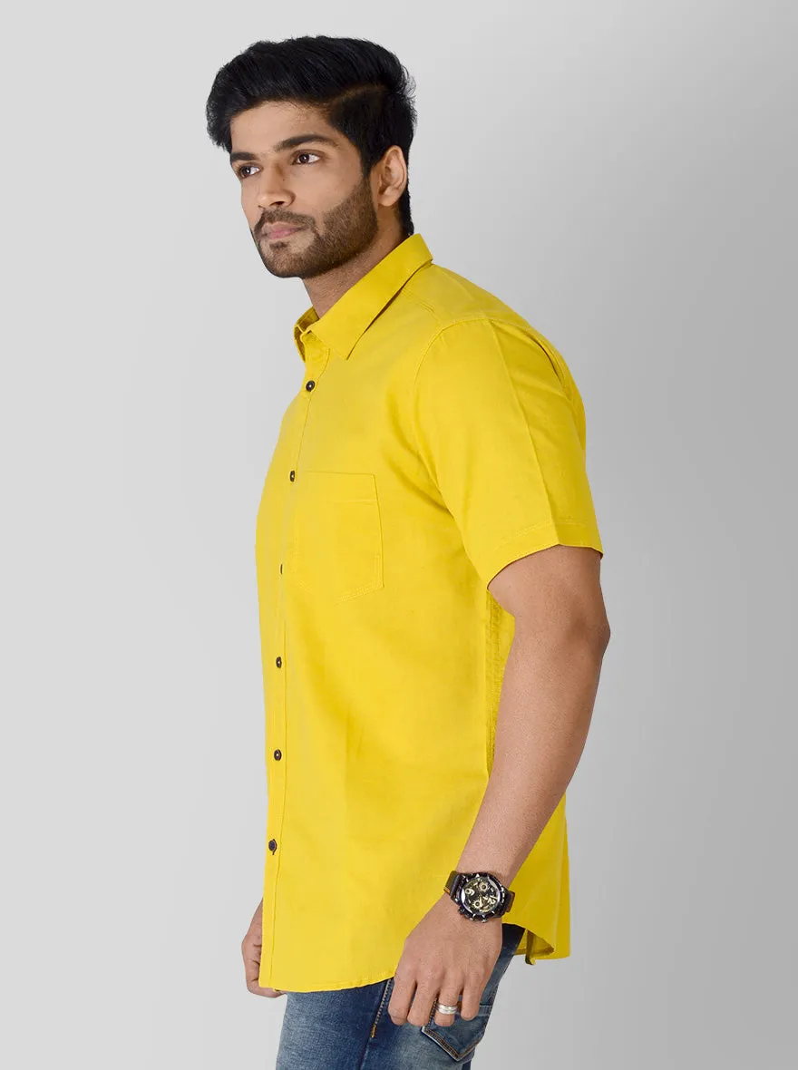 Bright Yellow Solid Slim Fit Casual Shirt | JadeBlue