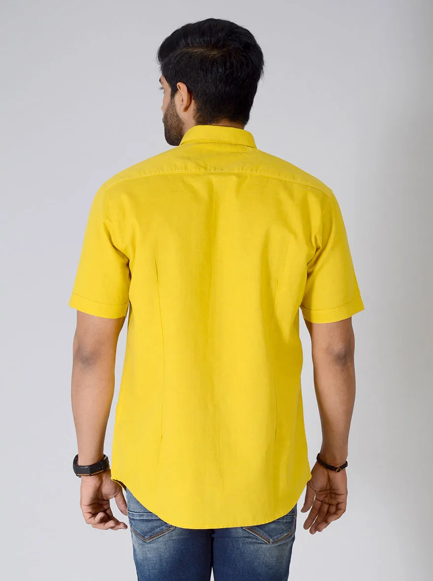 Bright Yellow Solid Slim Fit Casual Shirt | JadeBlue