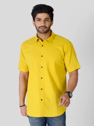 Bright Yellow Solid Slim Fit Casual Shirt | JadeBlue