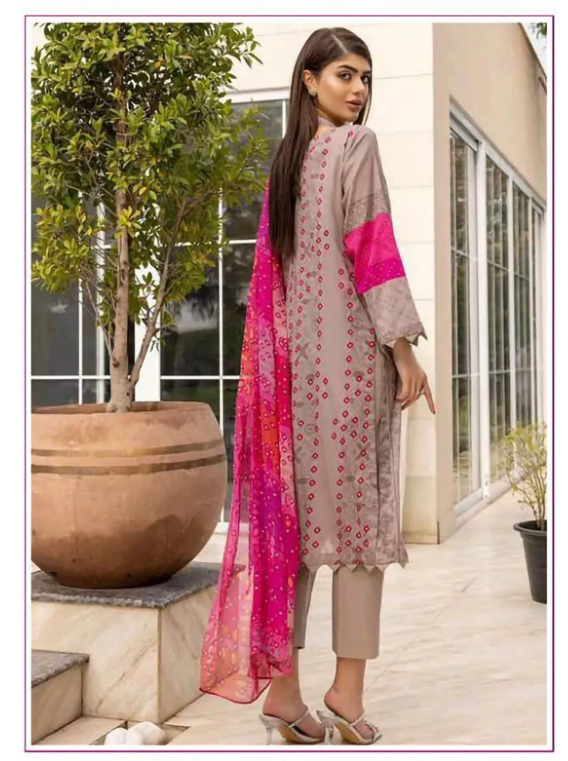 Brown Pakistani Style Cotton Salwar Suits Set