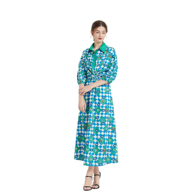 Bubble Sleeve Belted Lapel Chic Dress