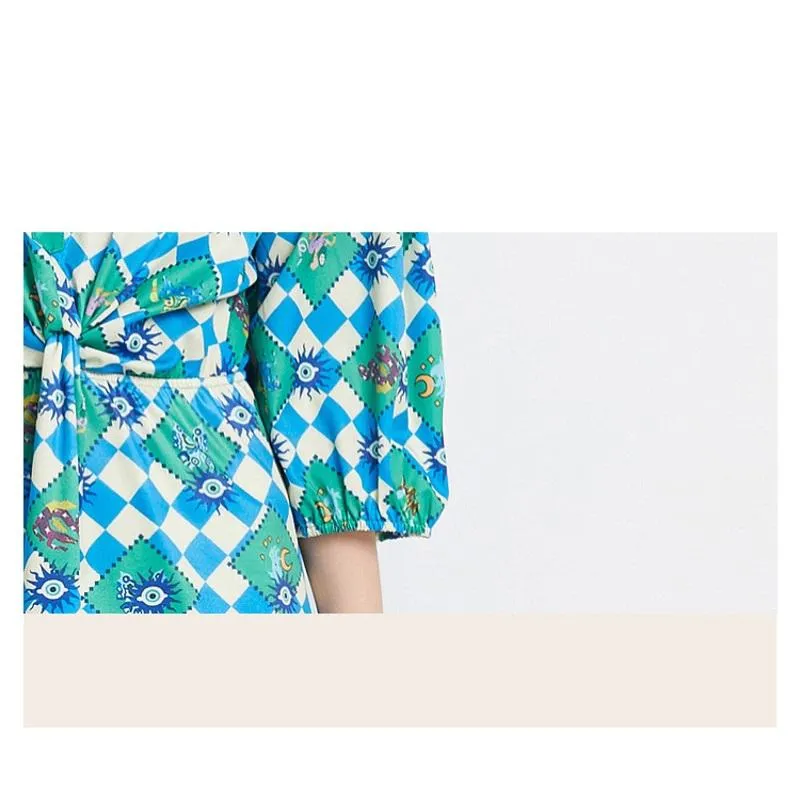 Bubble Sleeve Belted Lapel Chic Dress