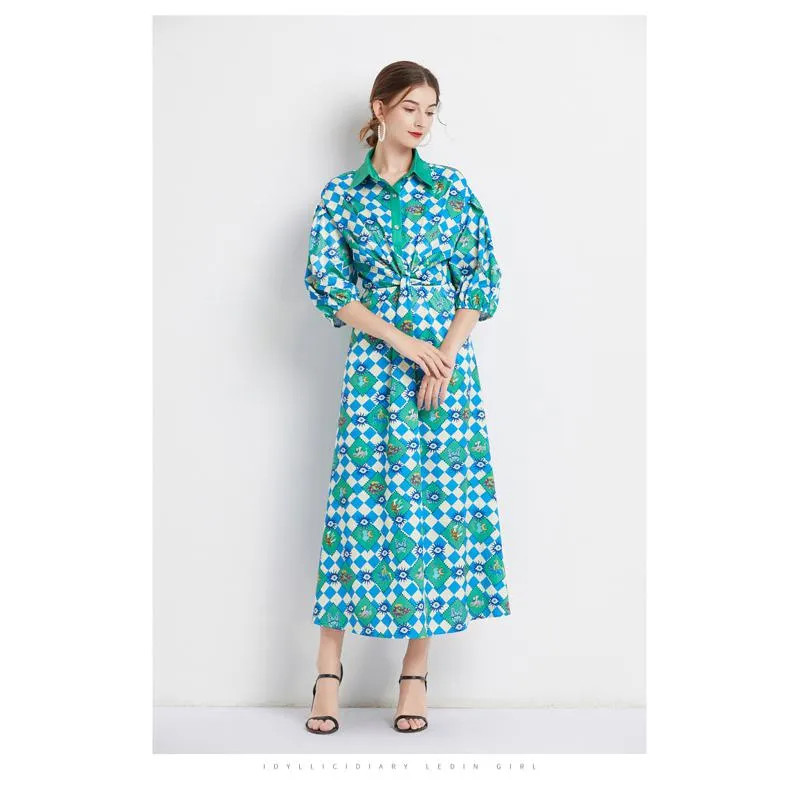 Bubble Sleeve Belted Lapel Chic Dress