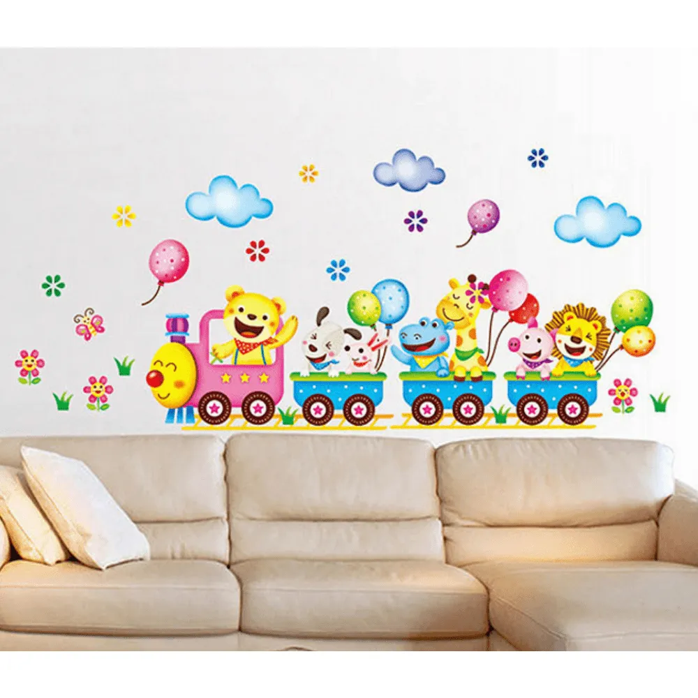 Cartoon Train Wall Sticker Set for Kids Rooms