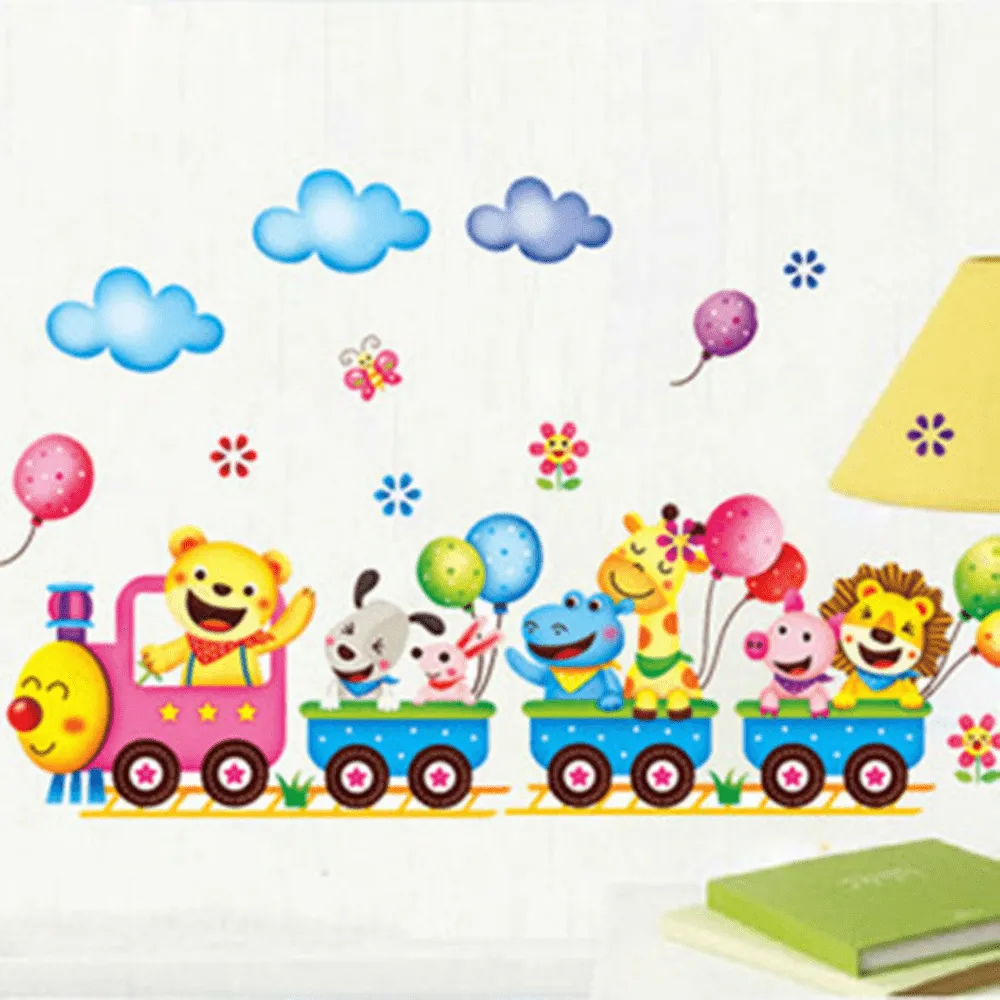 Cartoon Train Wall Sticker Set for Kids Rooms
