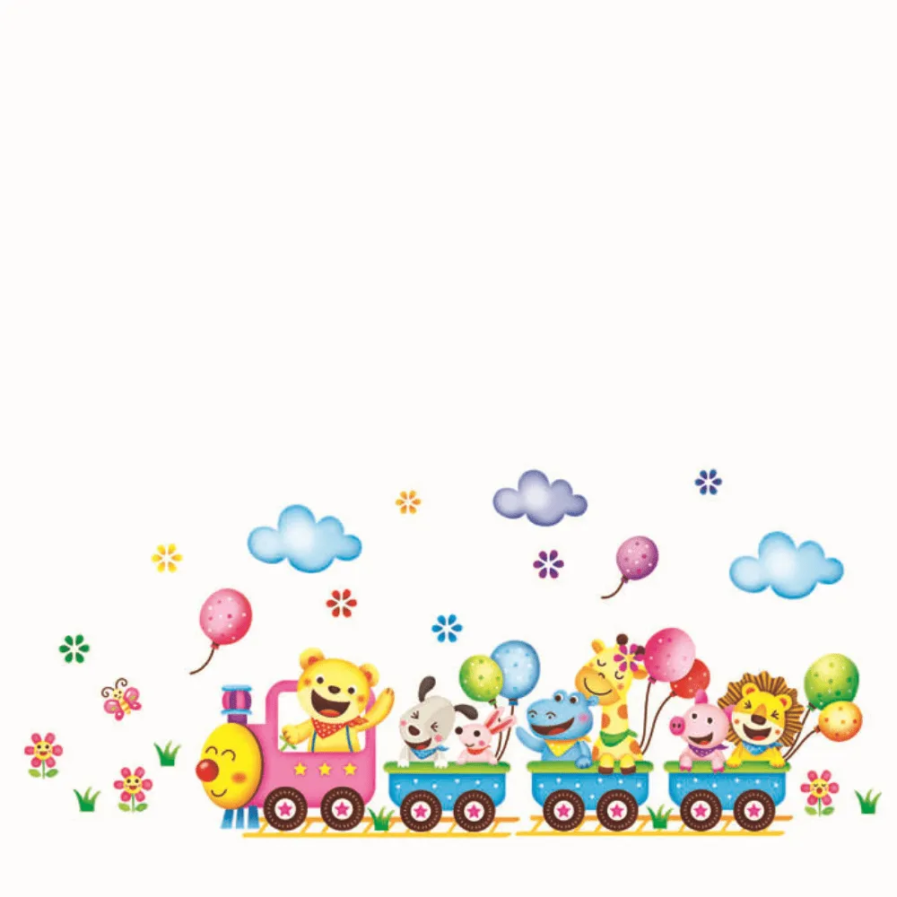 Cartoon Train Wall Sticker Set for Kids Rooms