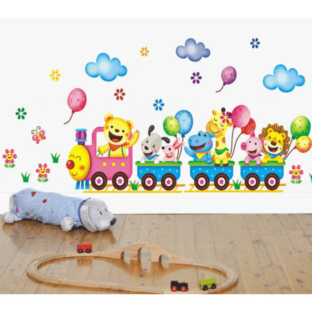 Cartoon Train Wall Sticker Set for Kids Rooms