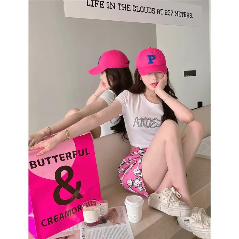 Casual Loose Fit Puppy Print Slimming High-Waisted Shorts