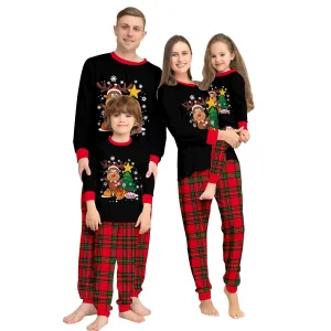 Christmas Funny Matching Family Couples Pajamas for Holiday Elk Letter Chirstmas Tree Print