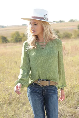 Cruel Denim Ladies Georgette Blouse - Green - CTW7301003