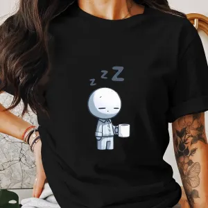 Cute Sleepy Cartoon Character T-Shirt, Unisex Casual Comfort Wear, Soft Cotton Sleepyhead Tee