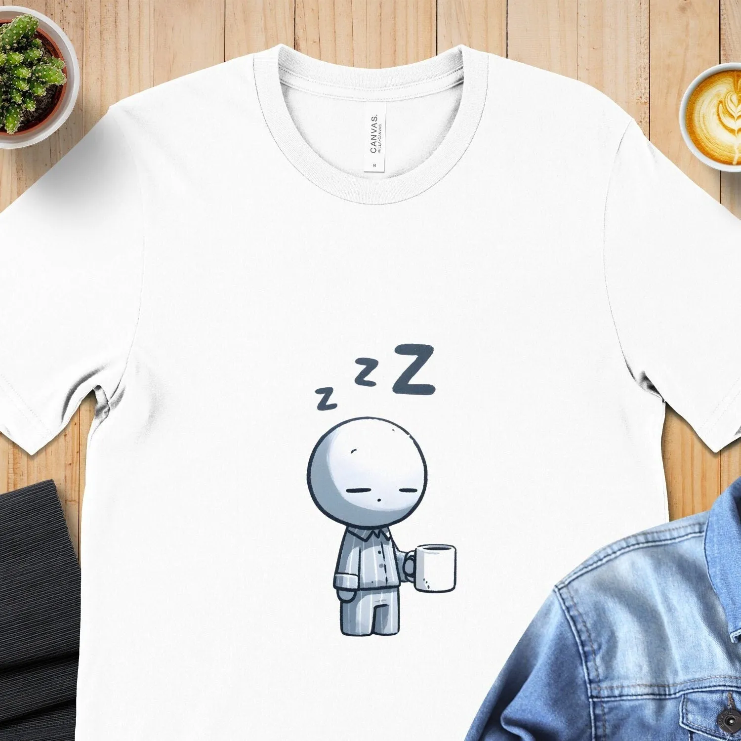 Cute Sleepy Cartoon Character T-Shirt, Unisex Casual Comfort Wear, Soft Cotton Sleepyhead Tee