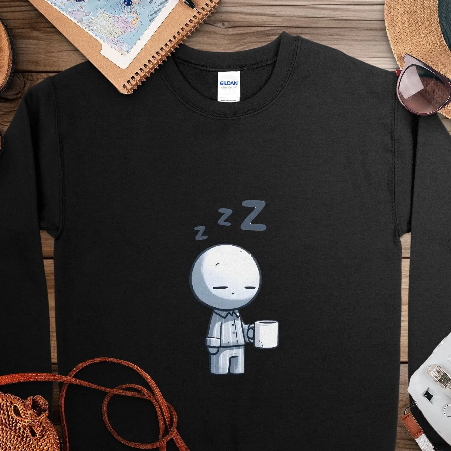 Cute Sleepy Cartoon Character T-Shirt, Unisex Casual Comfort Wear, Soft Cotton Sleepyhead Tee