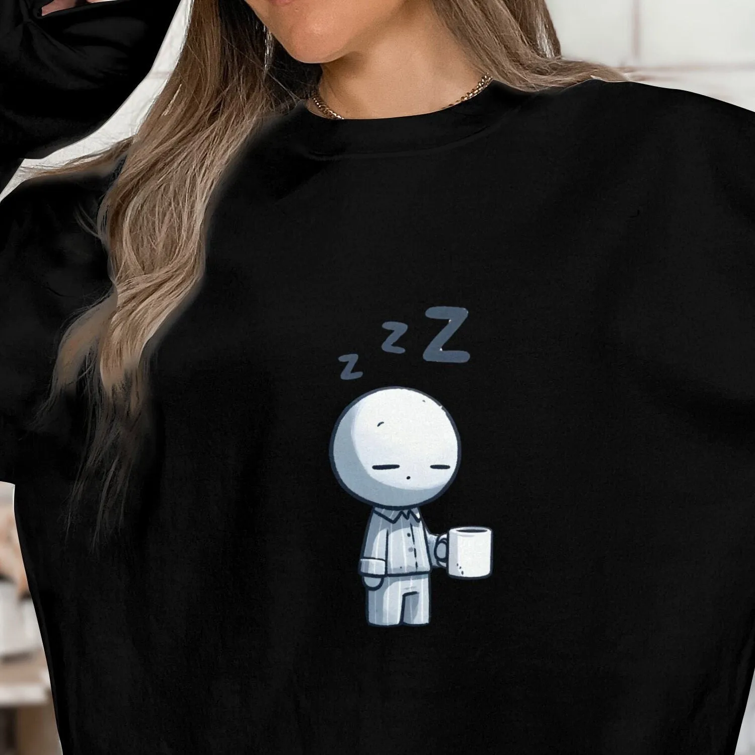 Cute Sleepy Cartoon Character T-Shirt, Unisex Casual Comfort Wear, Soft Cotton Sleepyhead Tee