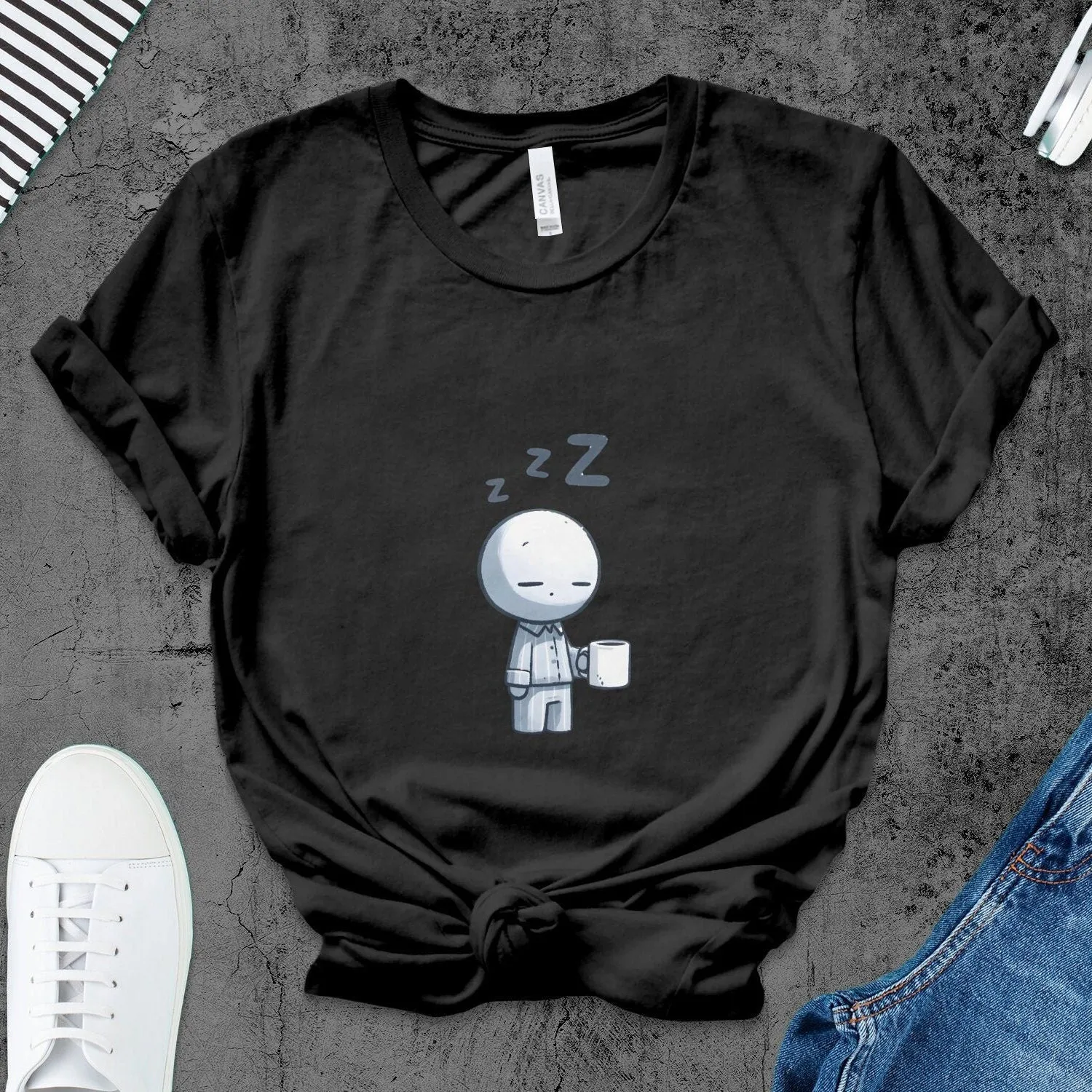 Cute Sleepy Cartoon Character T-Shirt, Unisex Casual Comfort Wear, Soft Cotton Sleepyhead Tee