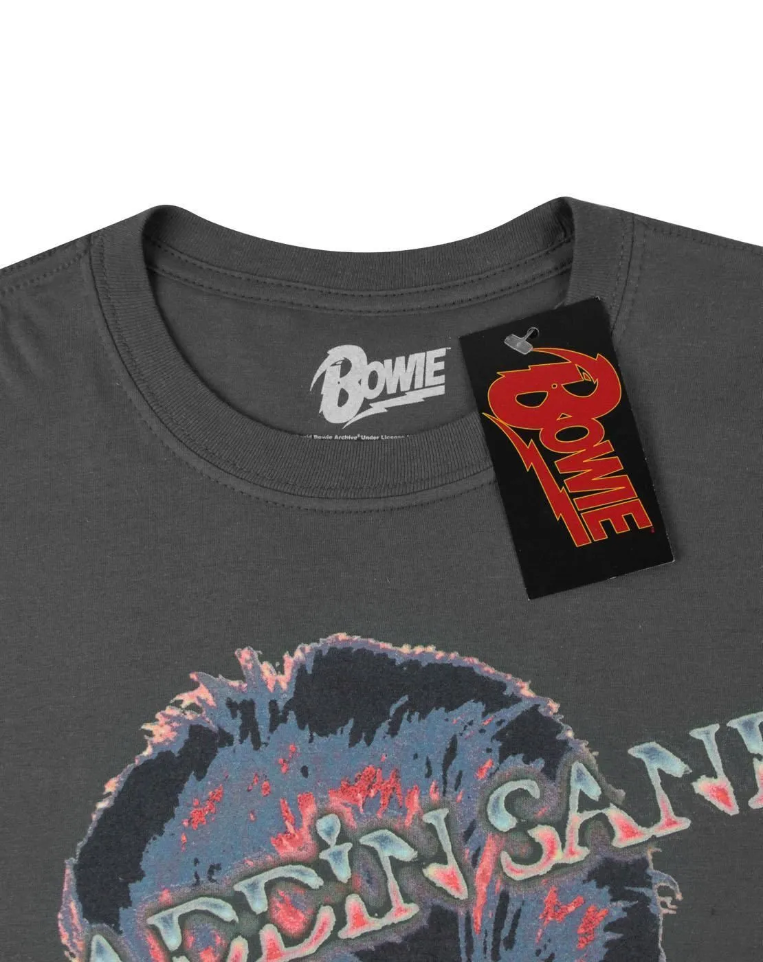 David Bowie Aladdin Sane Print Mens Grey Short Sleeved T-Shirt