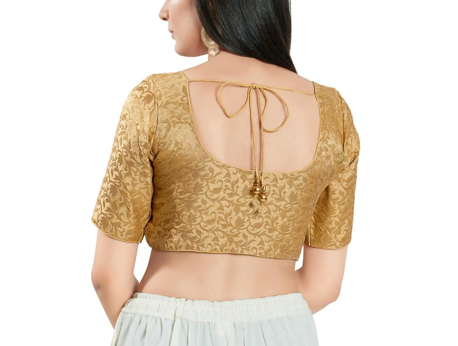 Dazzling Gold Color Designer Brocade Readymade Blouse For Women