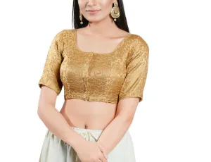 Dazzling Gold Color Designer Brocade Readymade Blouse For Women