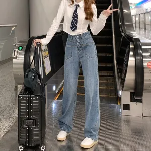 Draping Straight High-Waisted Niche Jeans