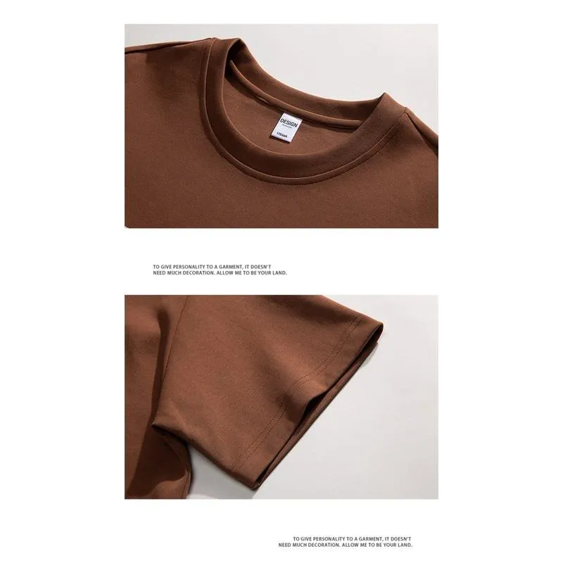 Drop Shoulder Versatile Round Neck Letter Pure Cotton Short Sleeve Tee
