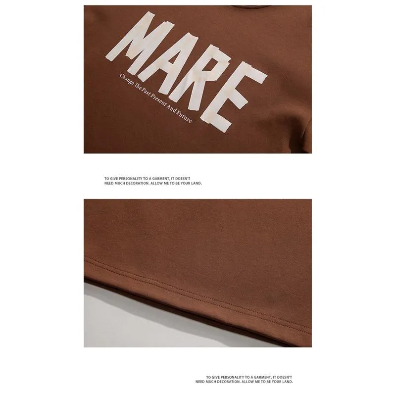 Drop Shoulder Versatile Round Neck Letter Pure Cotton Short Sleeve Tee