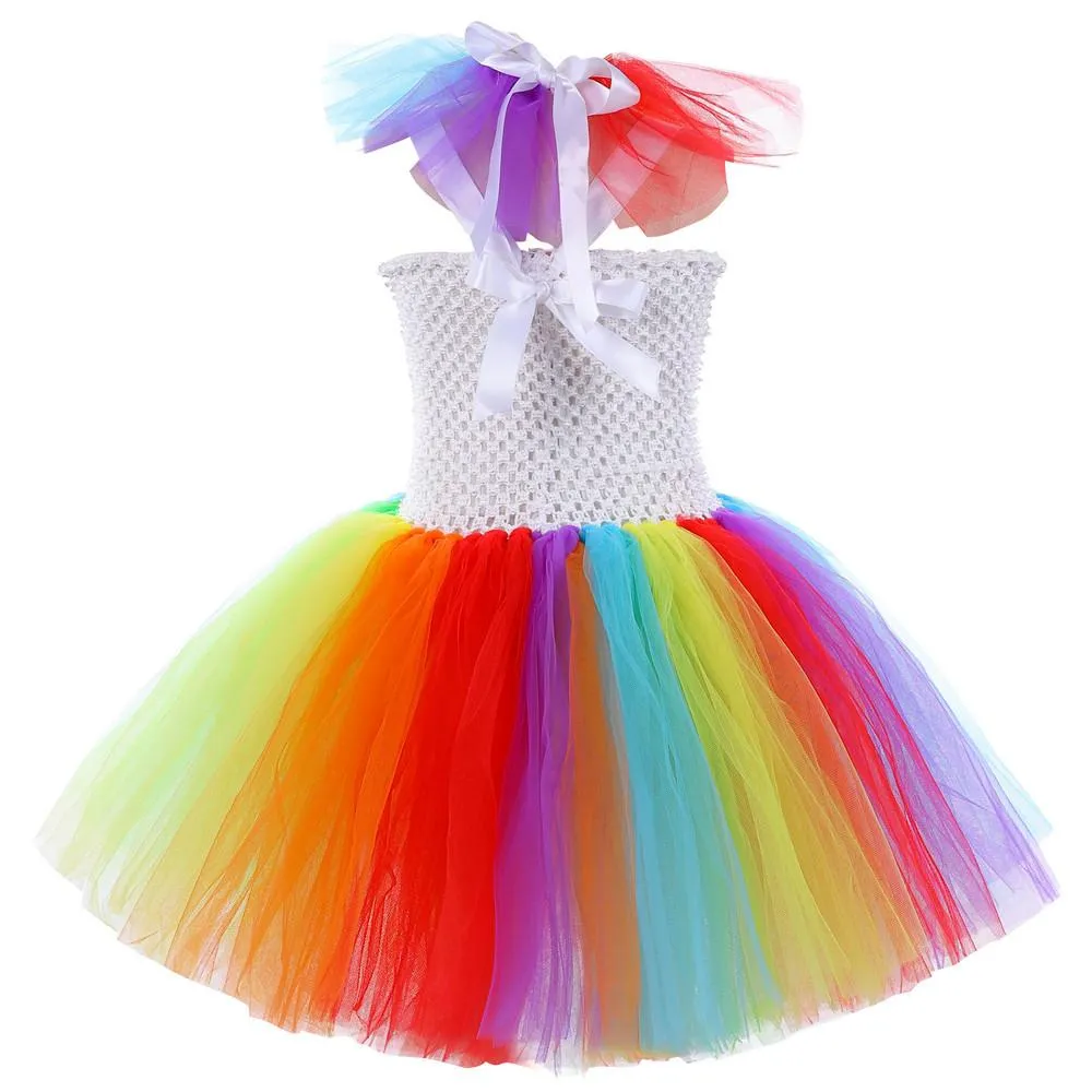 Girls' Clown Flower Princess Sleeve Tutu Dress Embroidery Party Bridesmaid Dresses