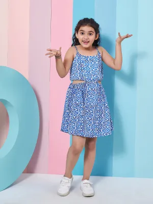 Girls Graphic Printed Cut Out Fit Flare Dress