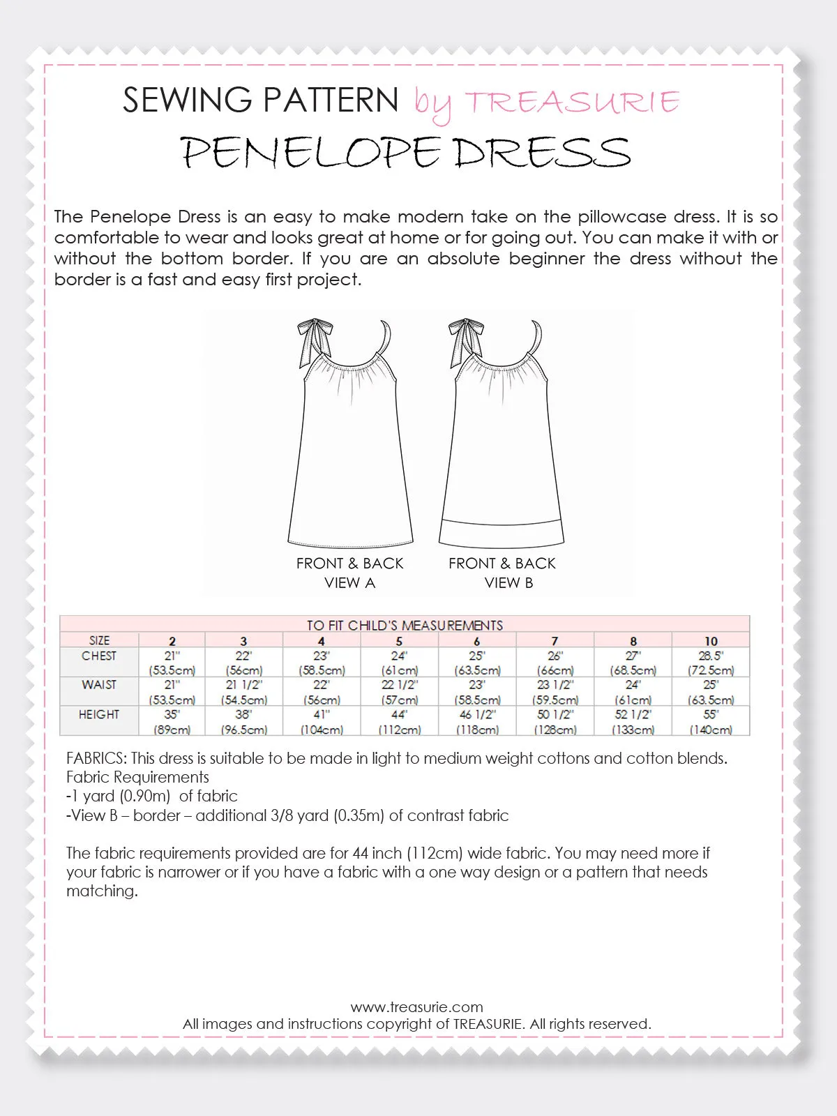 Girls Pillowcase Dress Pattern - PENELOPE
