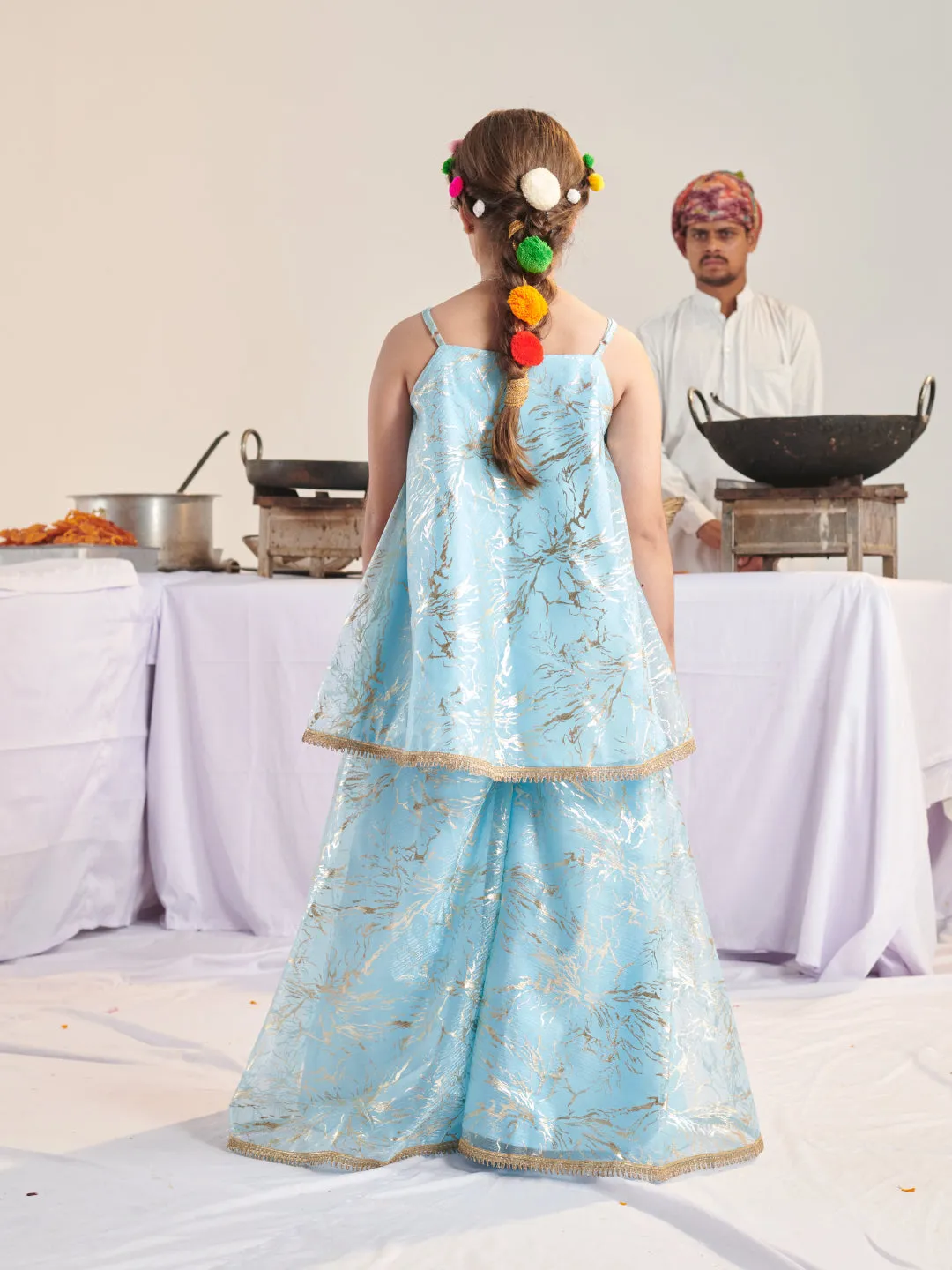 Girls Printed Regular Kurta With Palazzos