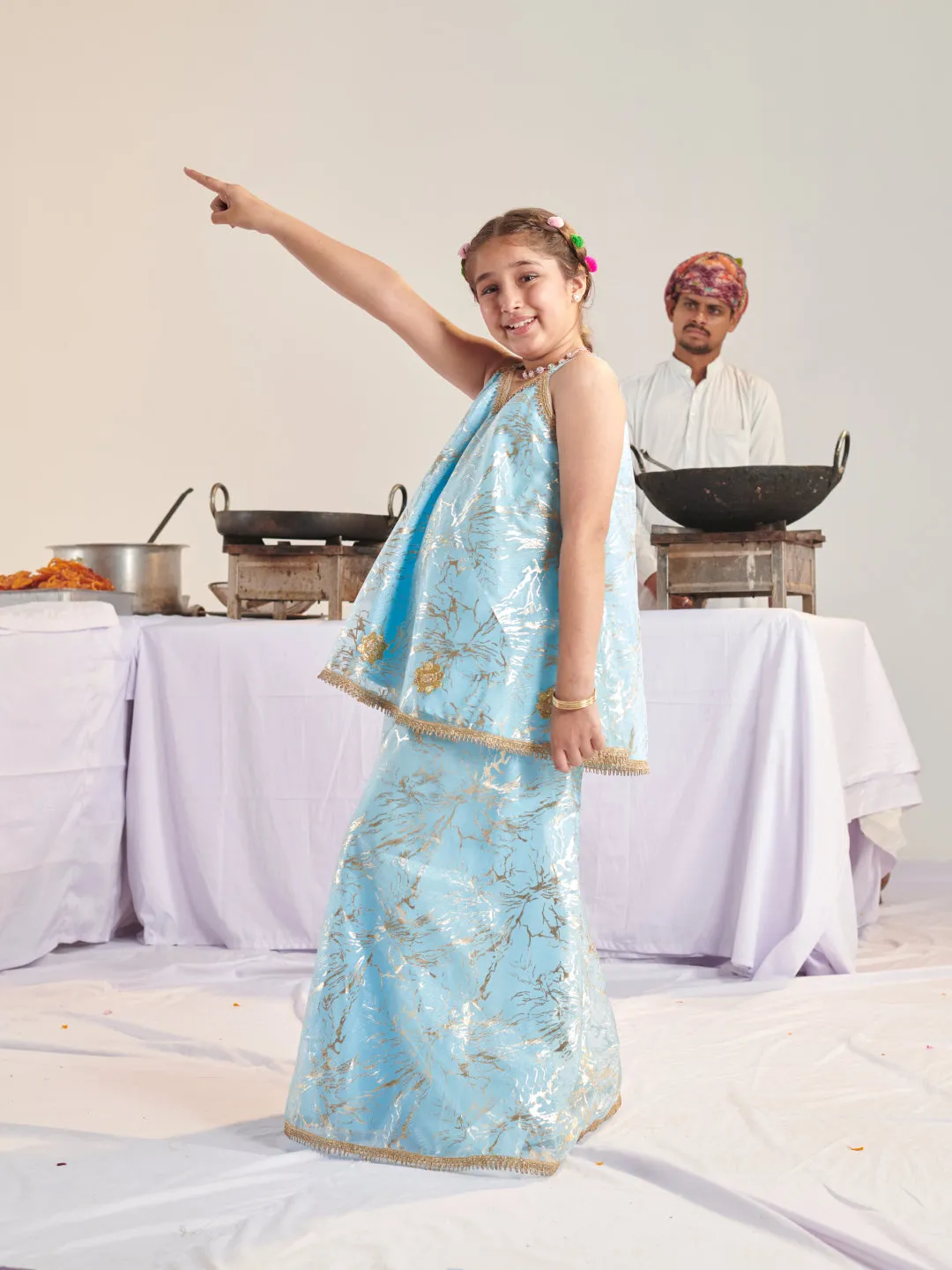Girls Printed Regular Kurta With Palazzos