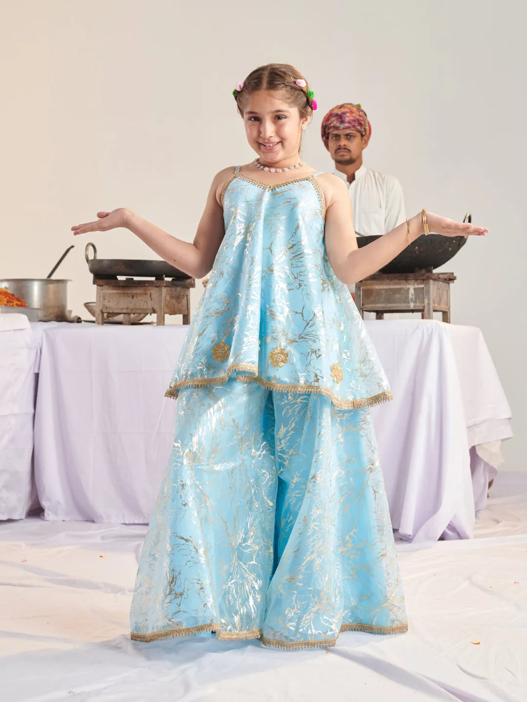 Girls Printed Regular Kurta With Palazzos