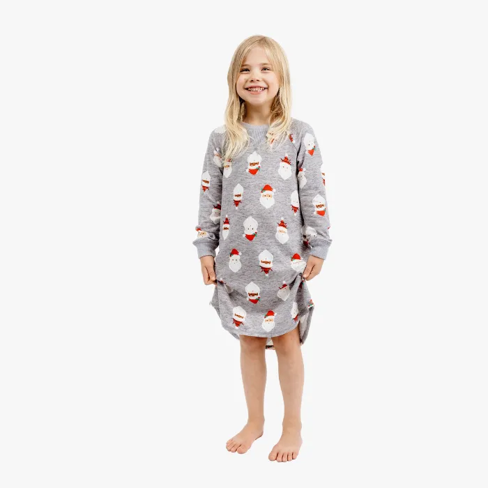 Girls' Sleepshirt - Gray Santa