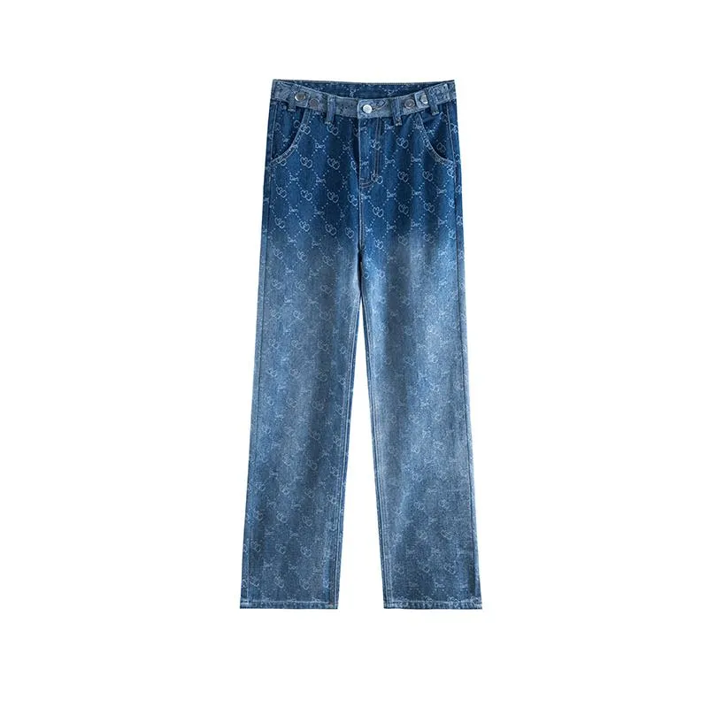 Gradient Design High-Waisted Niche Straight Jeans