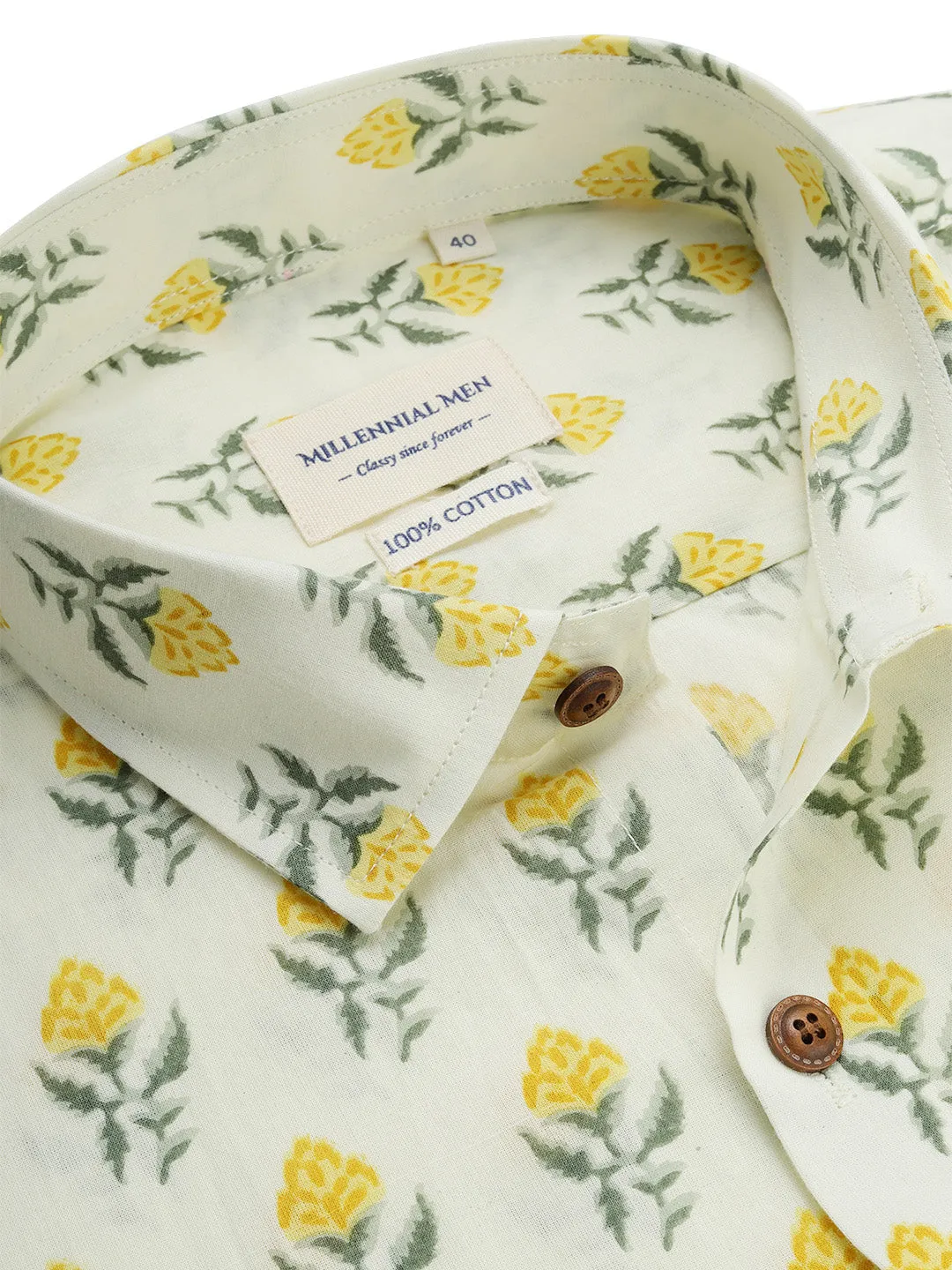 Green Cotton Short Sleeves Shirts For Men-Mmh050