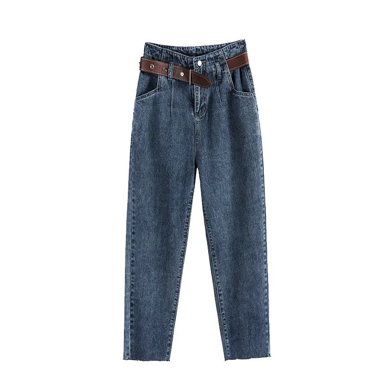 Harem Loose Fit Slimming Cropped High-Waisted Jeans