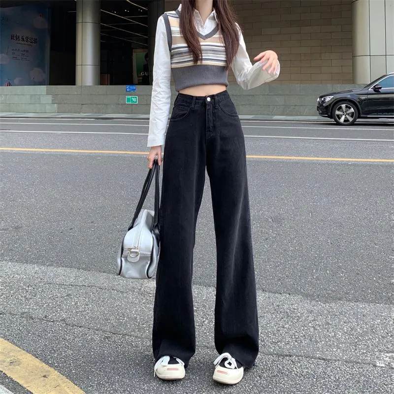 High-Waisted Washed Out Floor-Length Plus Loose Fit Jeans