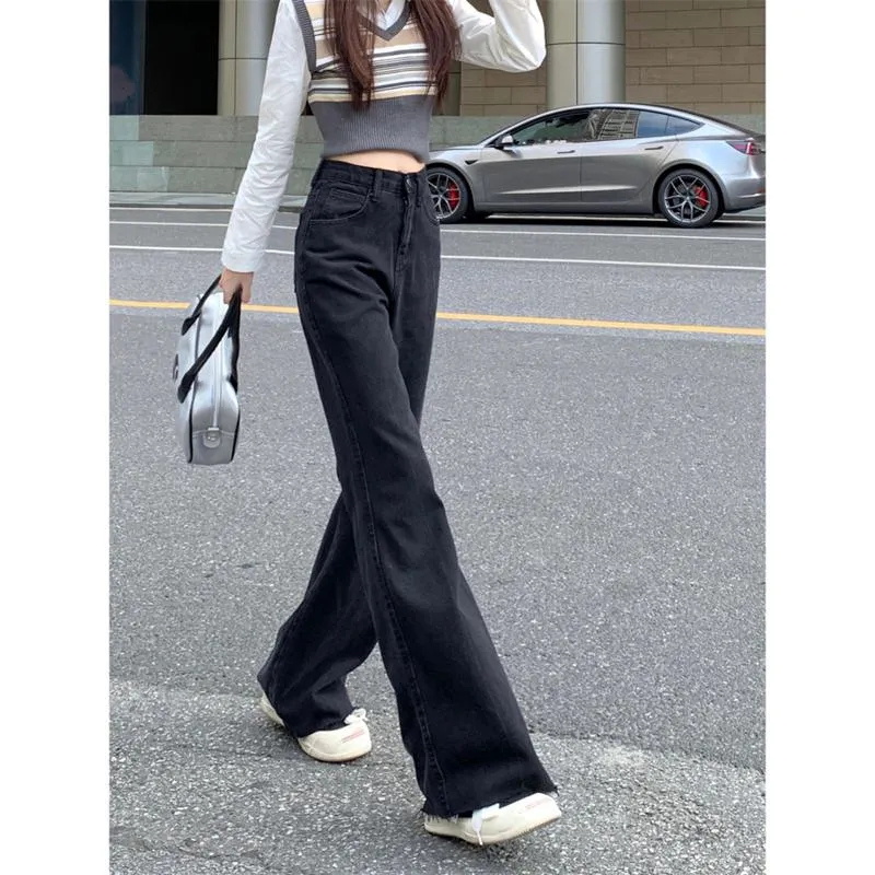 High-Waisted Washed Out Floor-Length Plus Loose Fit Jeans